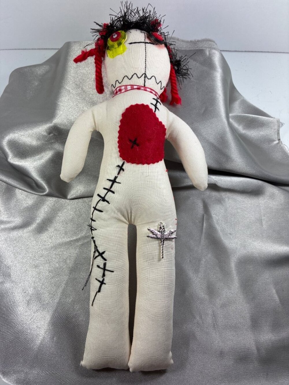 Handmade Halloween Rag Doll Pair Primitive Folk Art Creepy Cute OOAK 13" & 8" - Picture 9 of 15